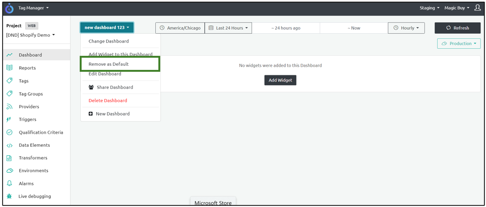 removedefaultdashboard